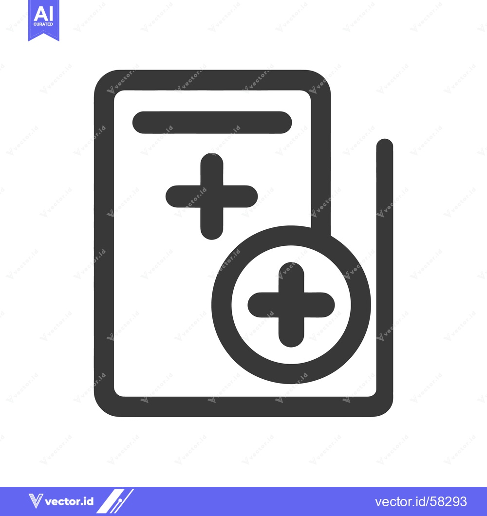 Premium Vector dari Medical Record Icon: Add New Document with Plus Symbol in Circle