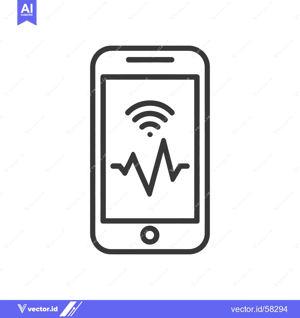 Premium Vector of Smartphone with Heartbeat Signal Icon, Medical App Concept, Minimalist