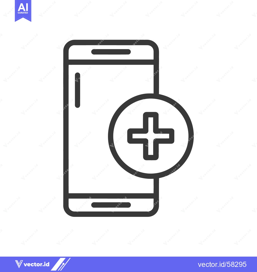 Premium Vector dari Smartphone with Plus Sign: Modern Line Art Icon for Health App