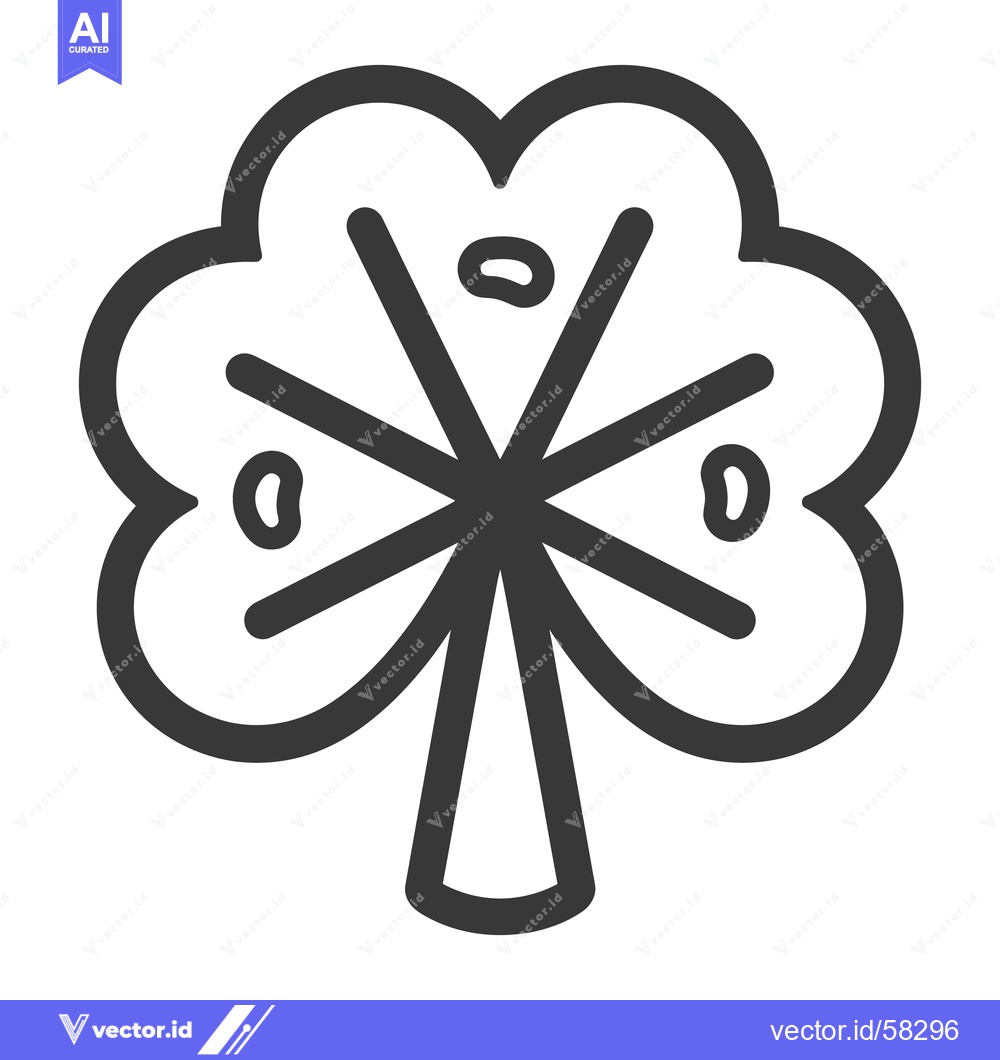 Premium Vector of A stylized drawing depicts a four leaf clover with seeds