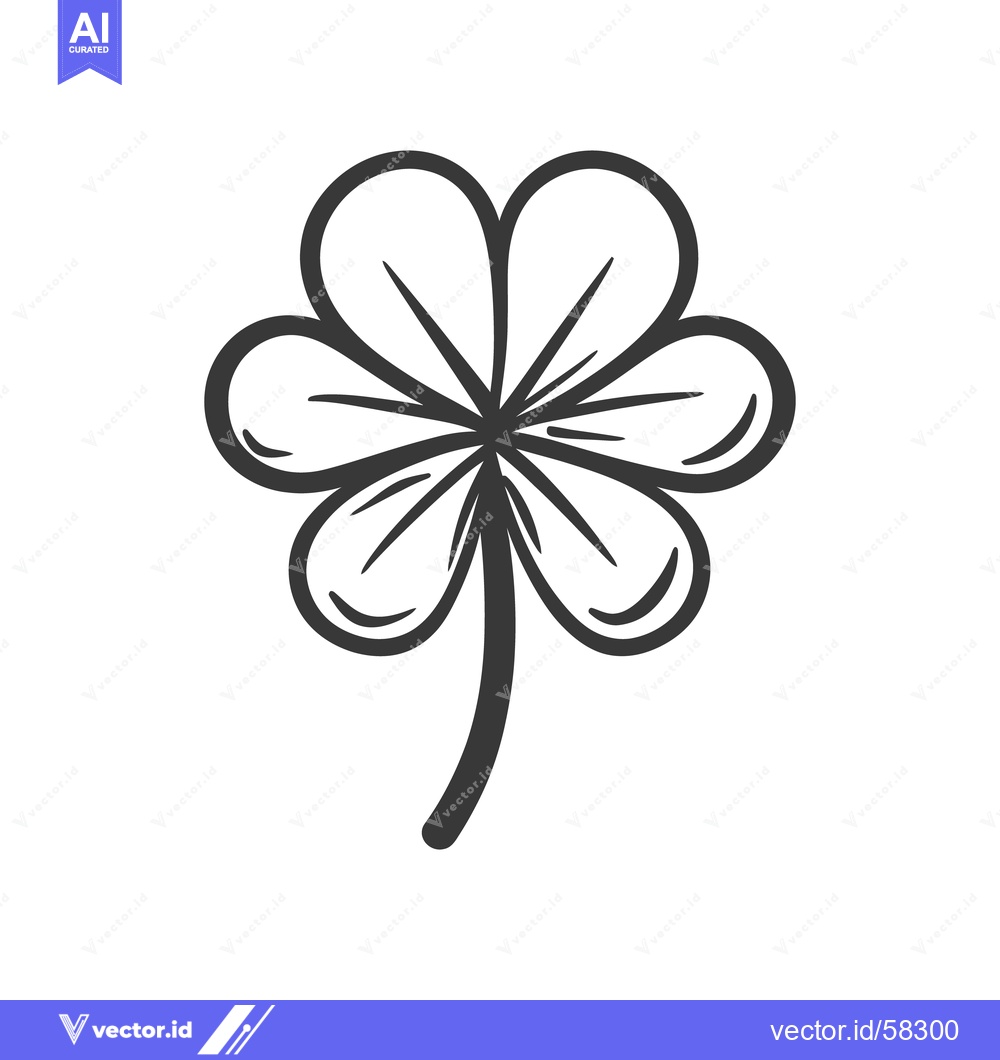 Premium Vector dari A simple outlined drawing of a five leaf clover
