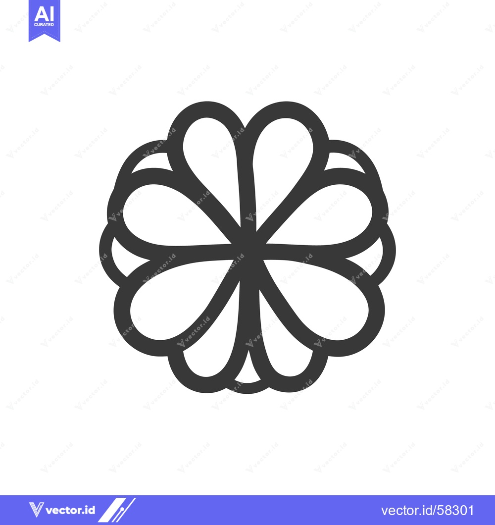 Premium Vector dari A monochrome eight petal flower design on a white background