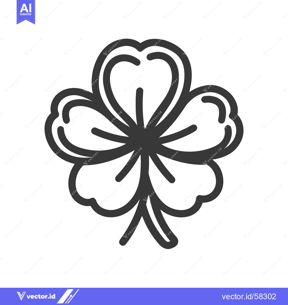Premium Vector dari A simple black outline drawing depicting a four leaf clover