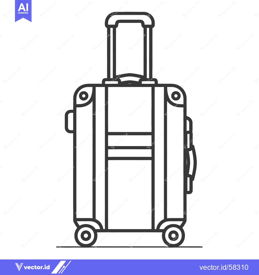 Premium Vector dari Simple illustration of a wheeled suitcase with extending handle uprigh