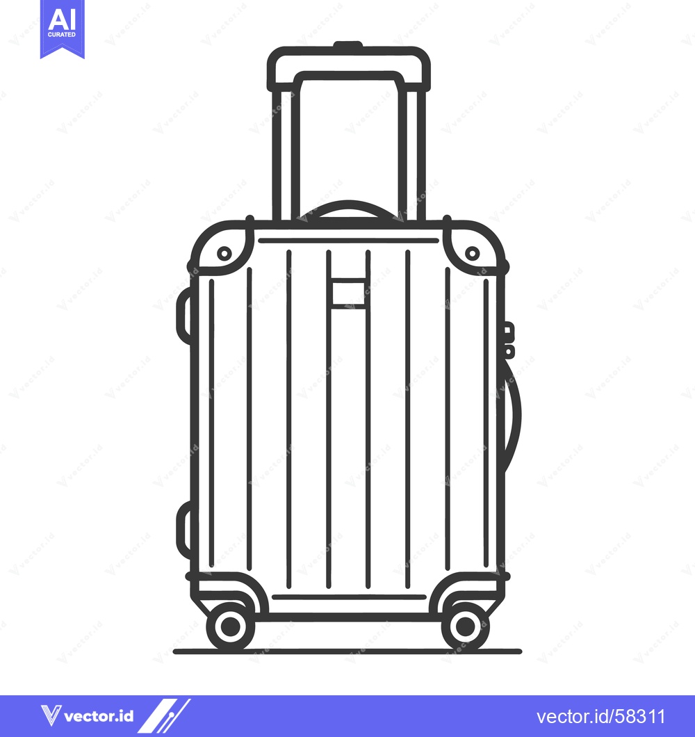 Premium Vector dari A modern black and white illustration of a rolling suitcase
