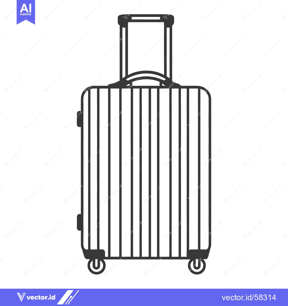 Premium Vector of A black and white illustration of a rolling suitcase