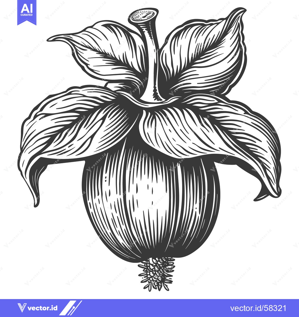 Premium Vector dari An intricate monochrome illustration depicting a unique botanical spec