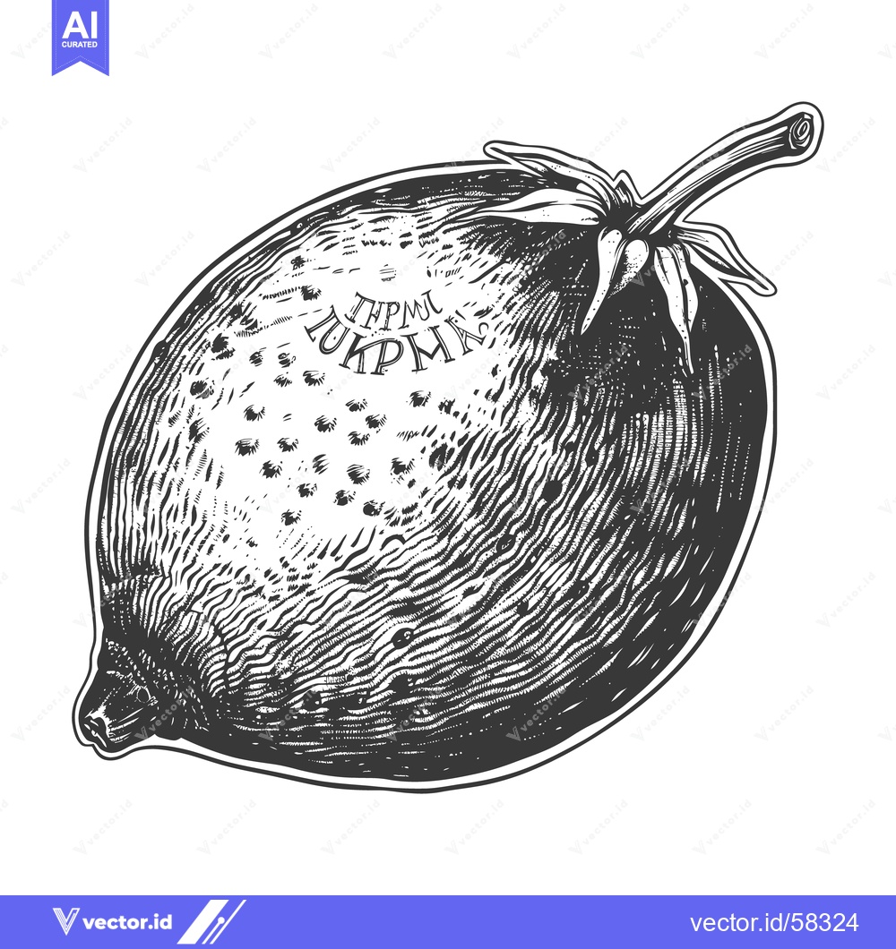 Premium Vector dari A detailed monochromatic illustration of a stylized fruit with stem