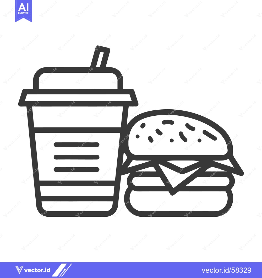 Premium Vector dari A simple illustration depicting a burger and beverage cup