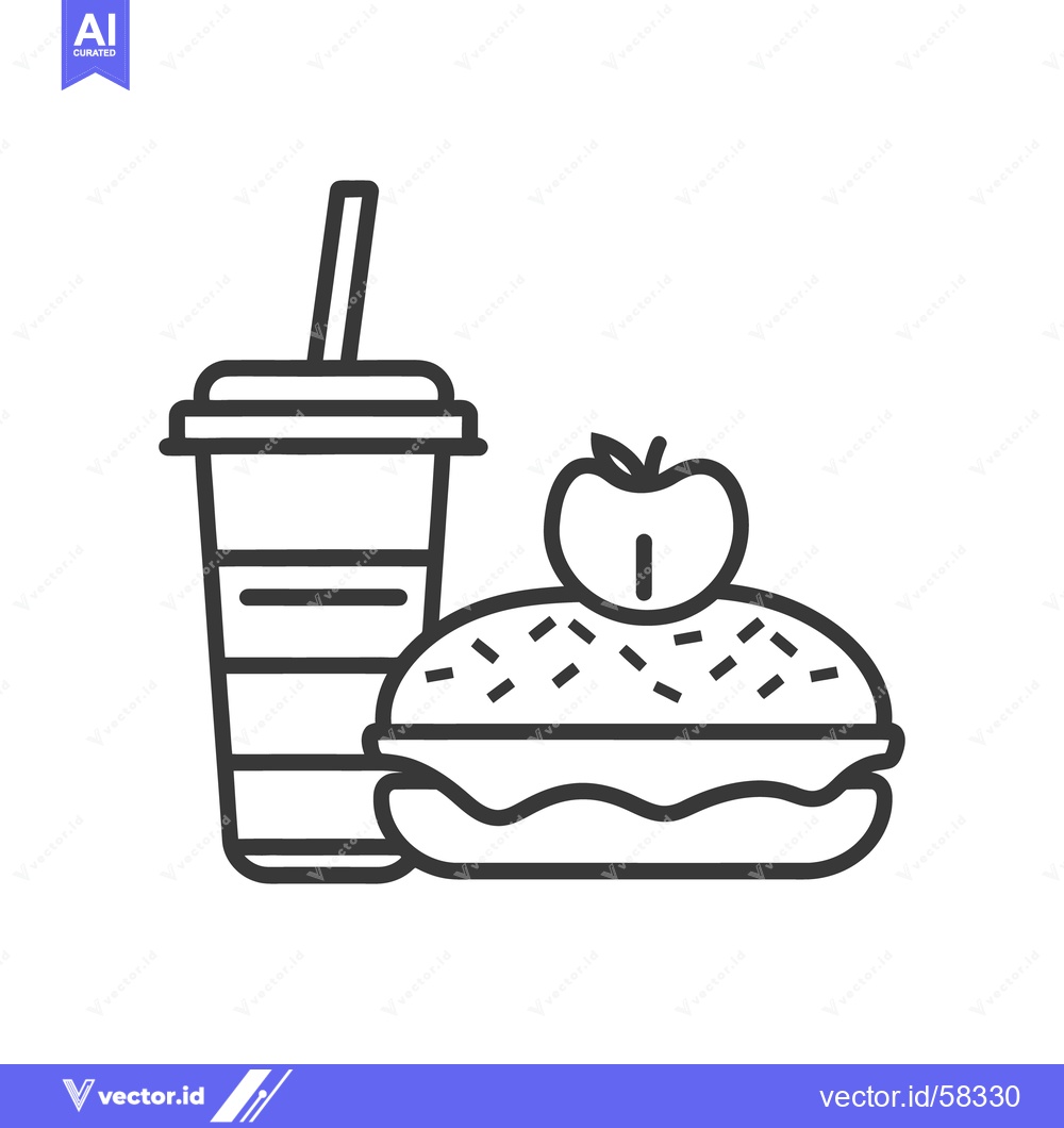 Premium Vector dari Simple illustration of a beverage with a pastry and an apple