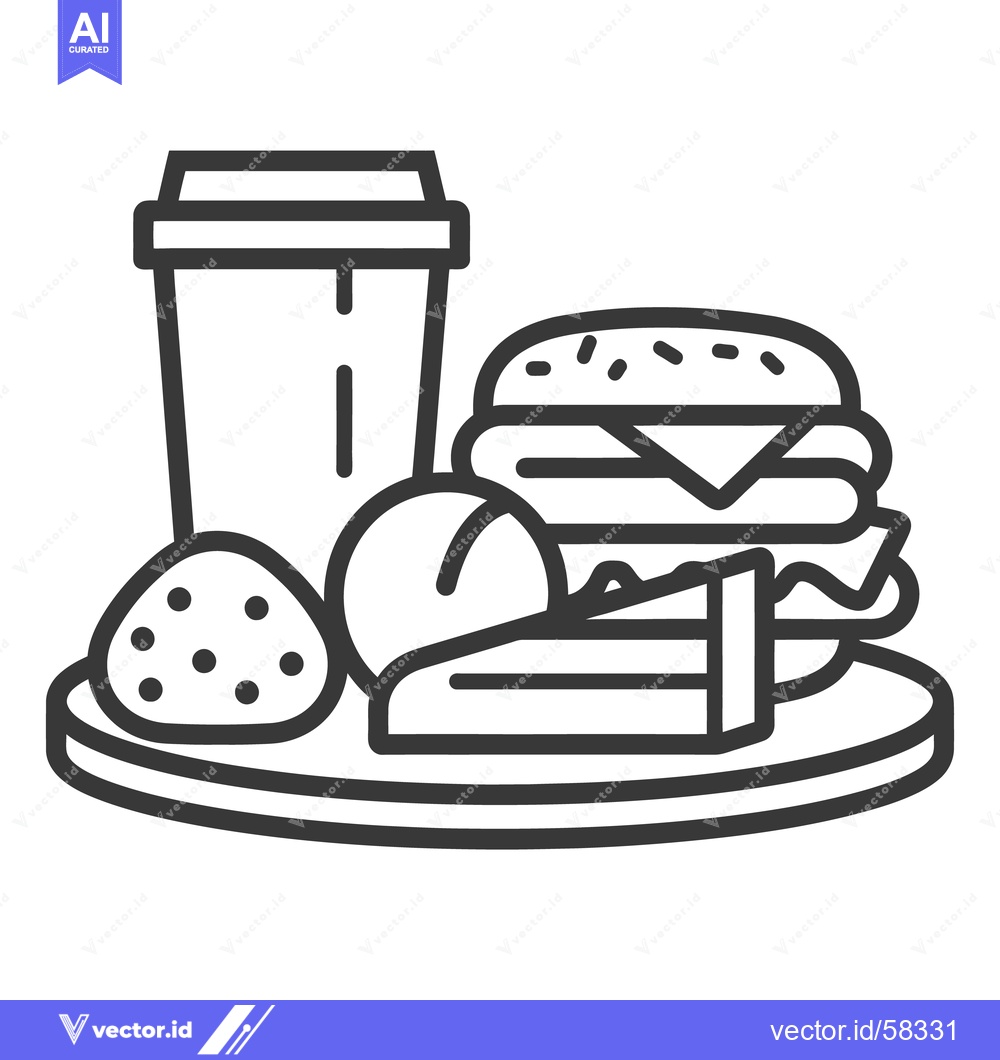 Premium Vector dari A monochromatic illustration of a fast food meal