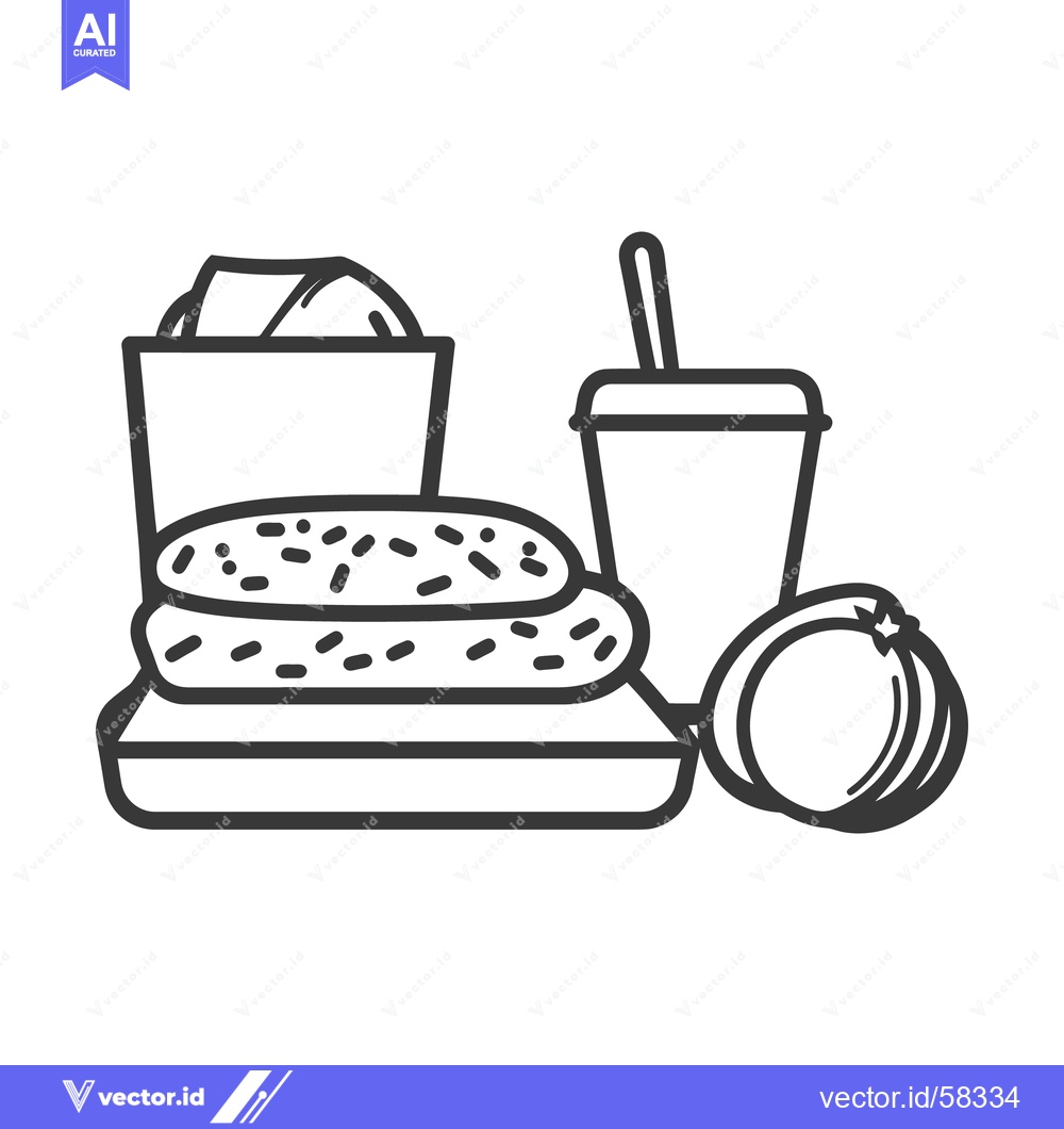 Premium Vector of A line art illustration of a fast food meal