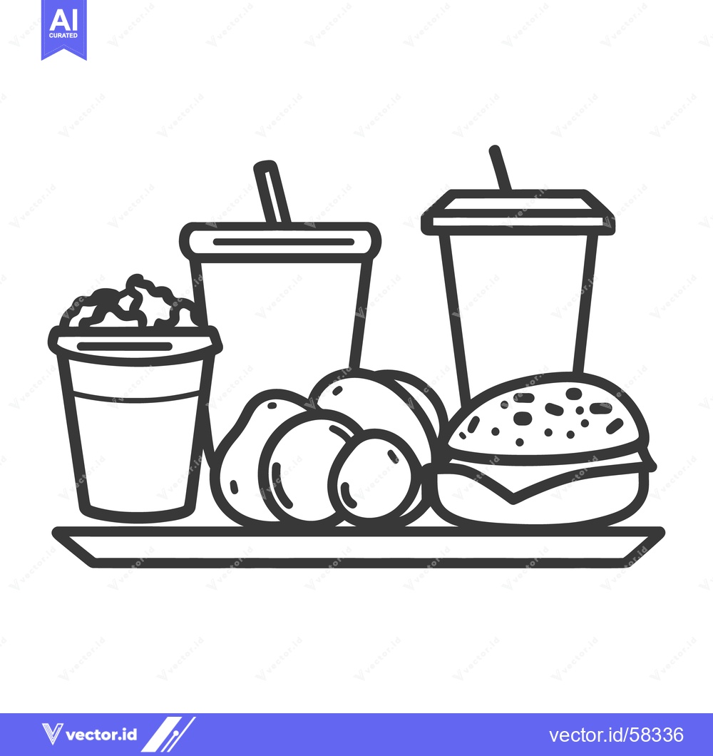 Premium Vector of A graphic illustration of a fast food meal on a tray