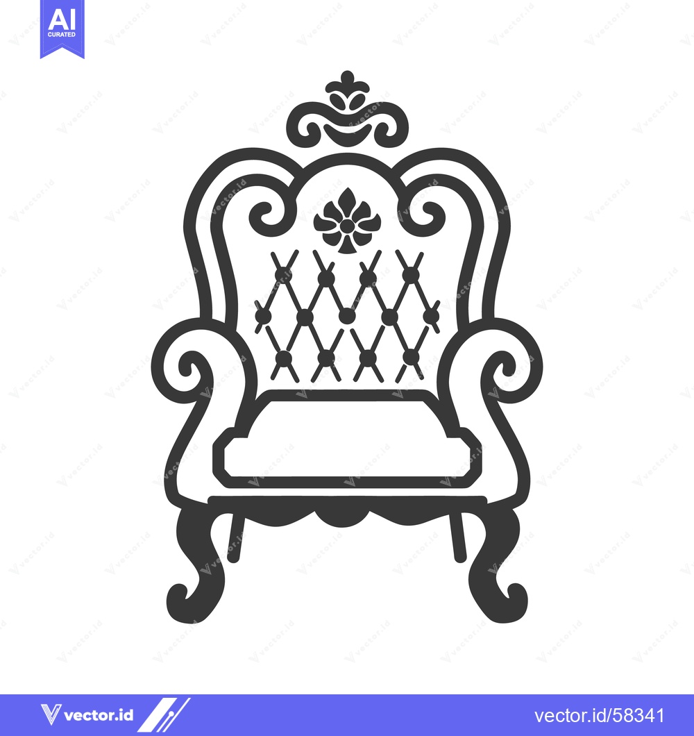 Premium Vector of A stylized black and white image of an ornate armchair design