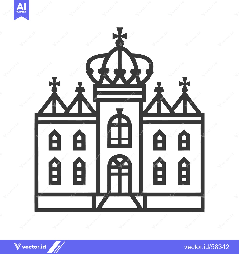 Premium Vector dari A black and white linear drawing of a royal building