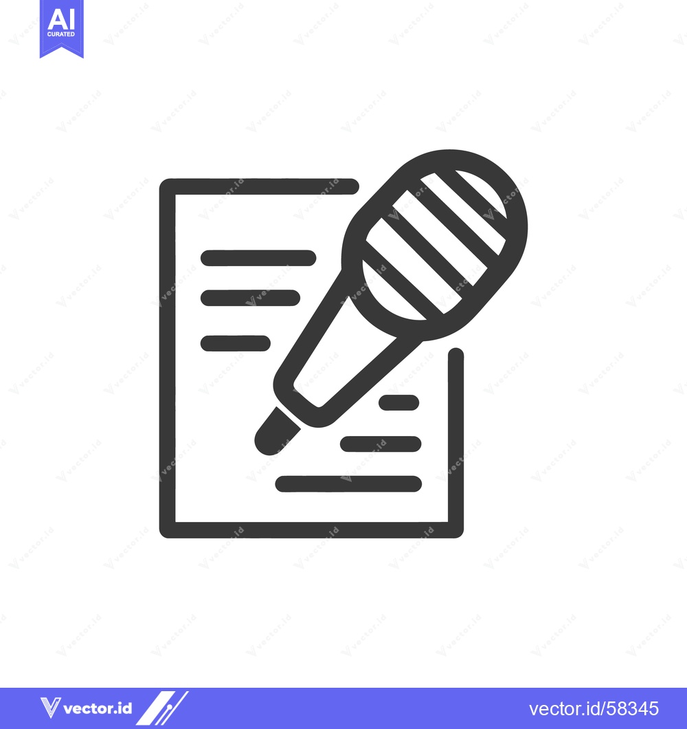 Premium Vector of Podcast Recording Icon: Microphone and Script, Minimalist Design
