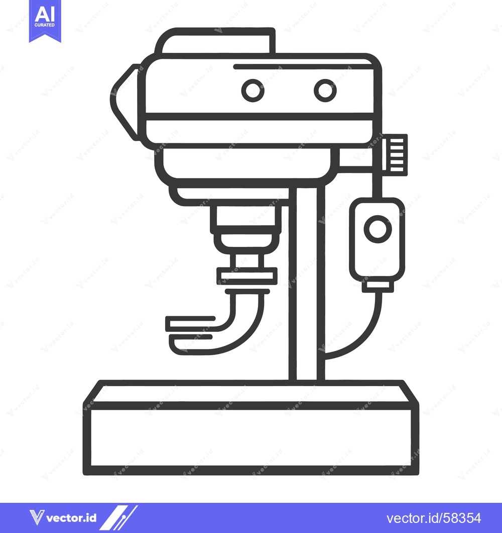 Premium Vector of A simple line drawing illustration of a benchtop drill press