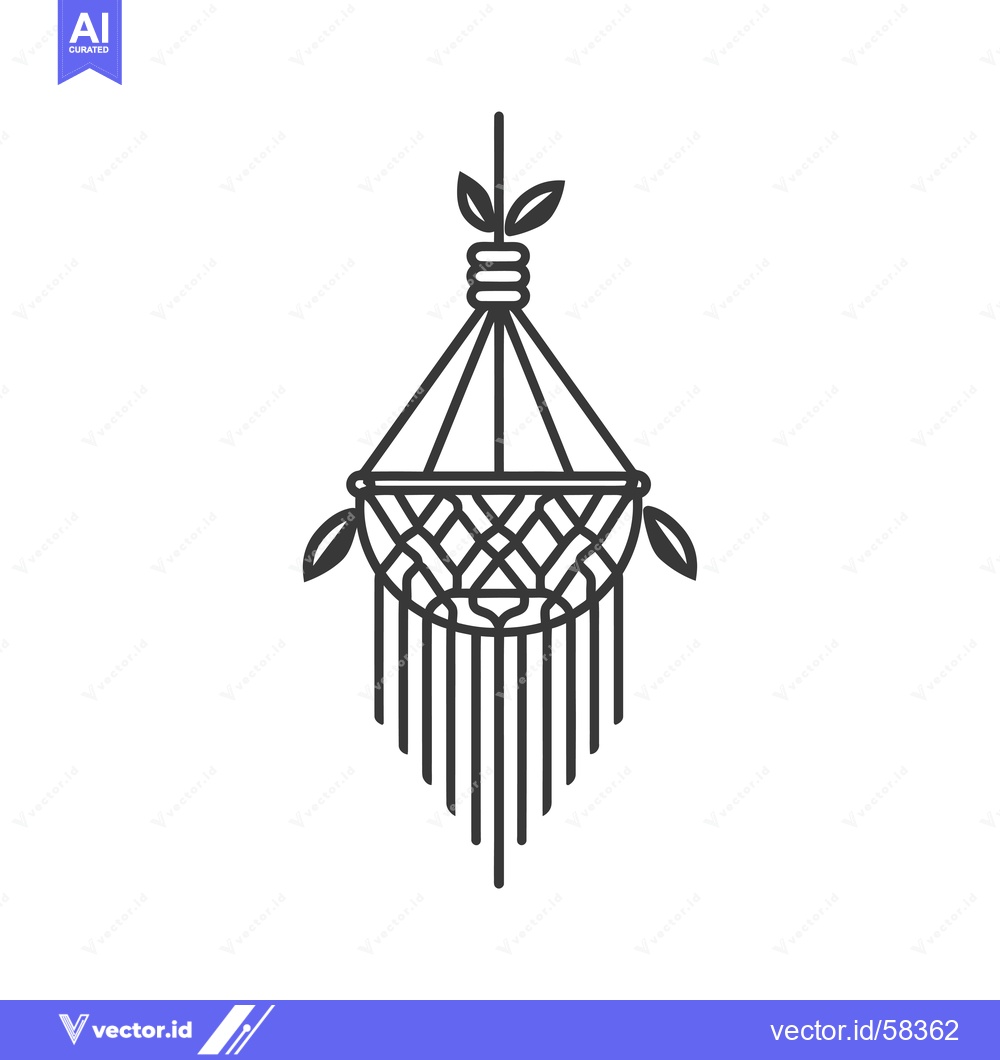 Premium Vector dari Macrame Hanging Decoration with Leaves and Tassels