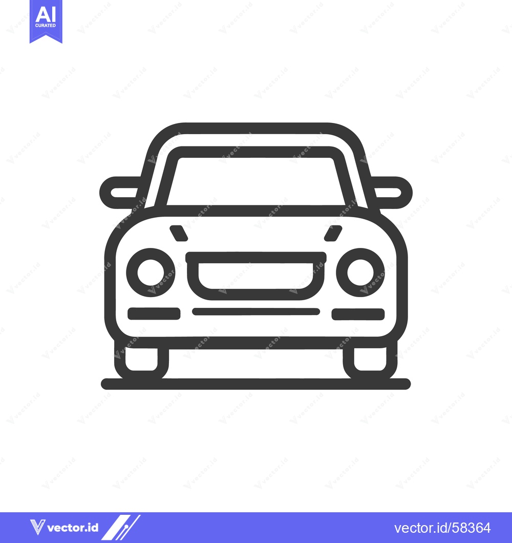 Premium Vector dari Minimalist Car Icon: Front View, Bold Outline, Automotive Symbolism