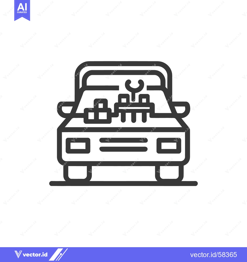 Premium Vector dari Car Repair Icon: Front View of Vehicle with Engine Work