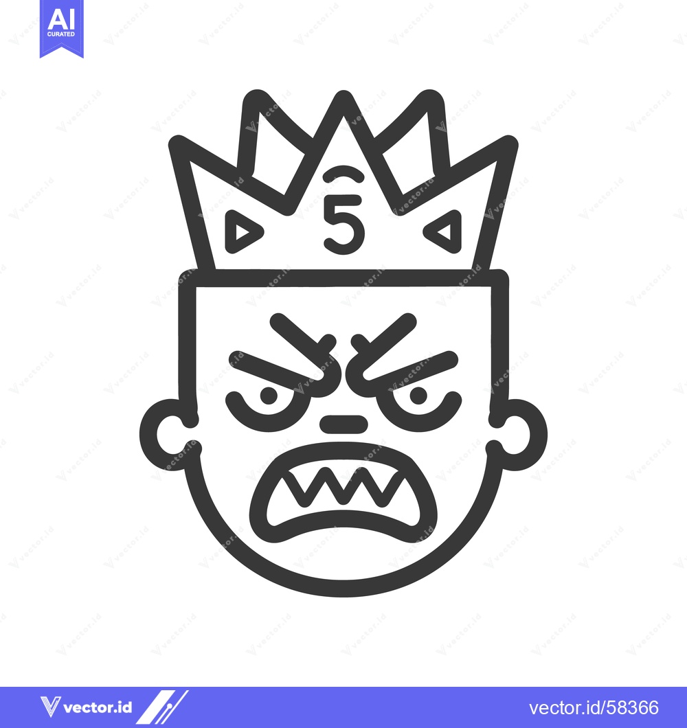 Premium Vector of An angry cartoon face wearing a crown showing strong emotion