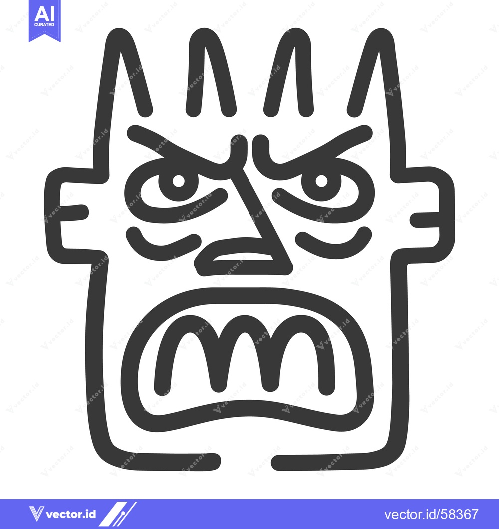 Premium Vector dari An angry abstract black and white face with sharp features