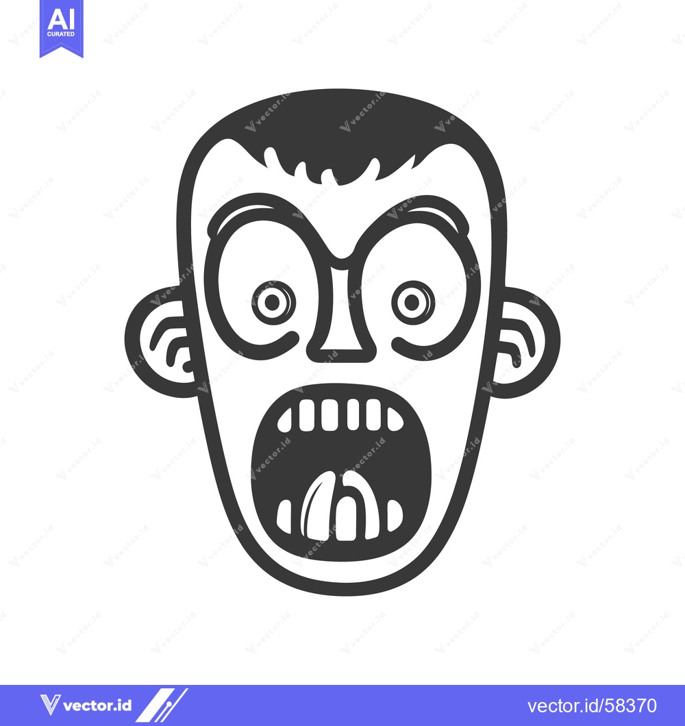 Premium Vector of An abstract illustration of a screaming face with wide eyes