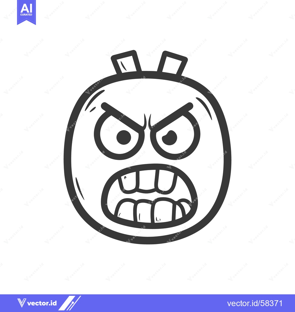 Premium Vector of Cartoon drawing showing an angry face with sharp teeth and eyes