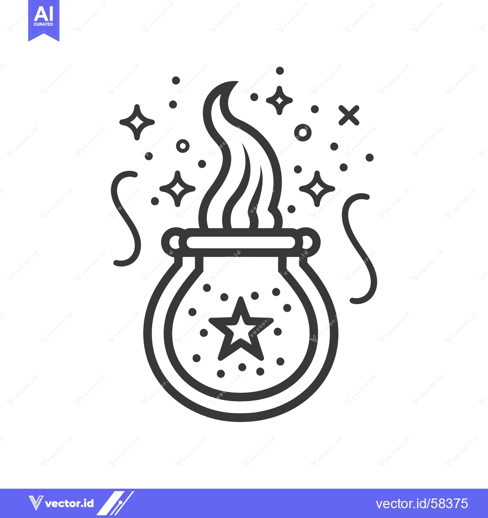 Premium Vector dari A simple black and white illustration of a magic cauldron