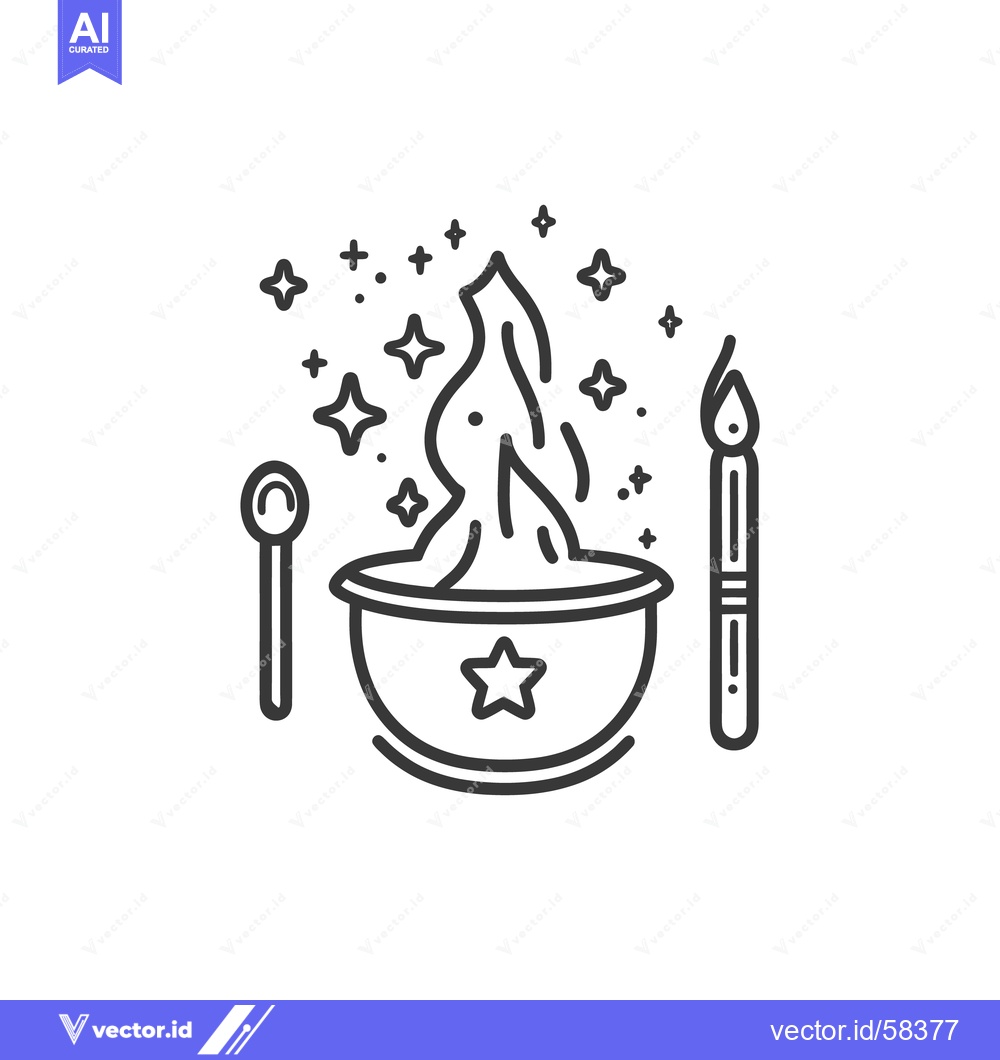Premium Vector dari A magical potion brewing with a spoon and a candle present