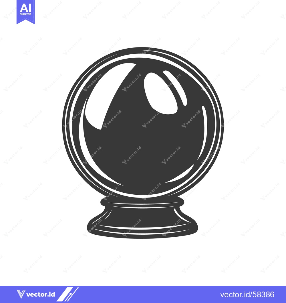 Premium Vector of A crystal ball icon resting on a decorative round base