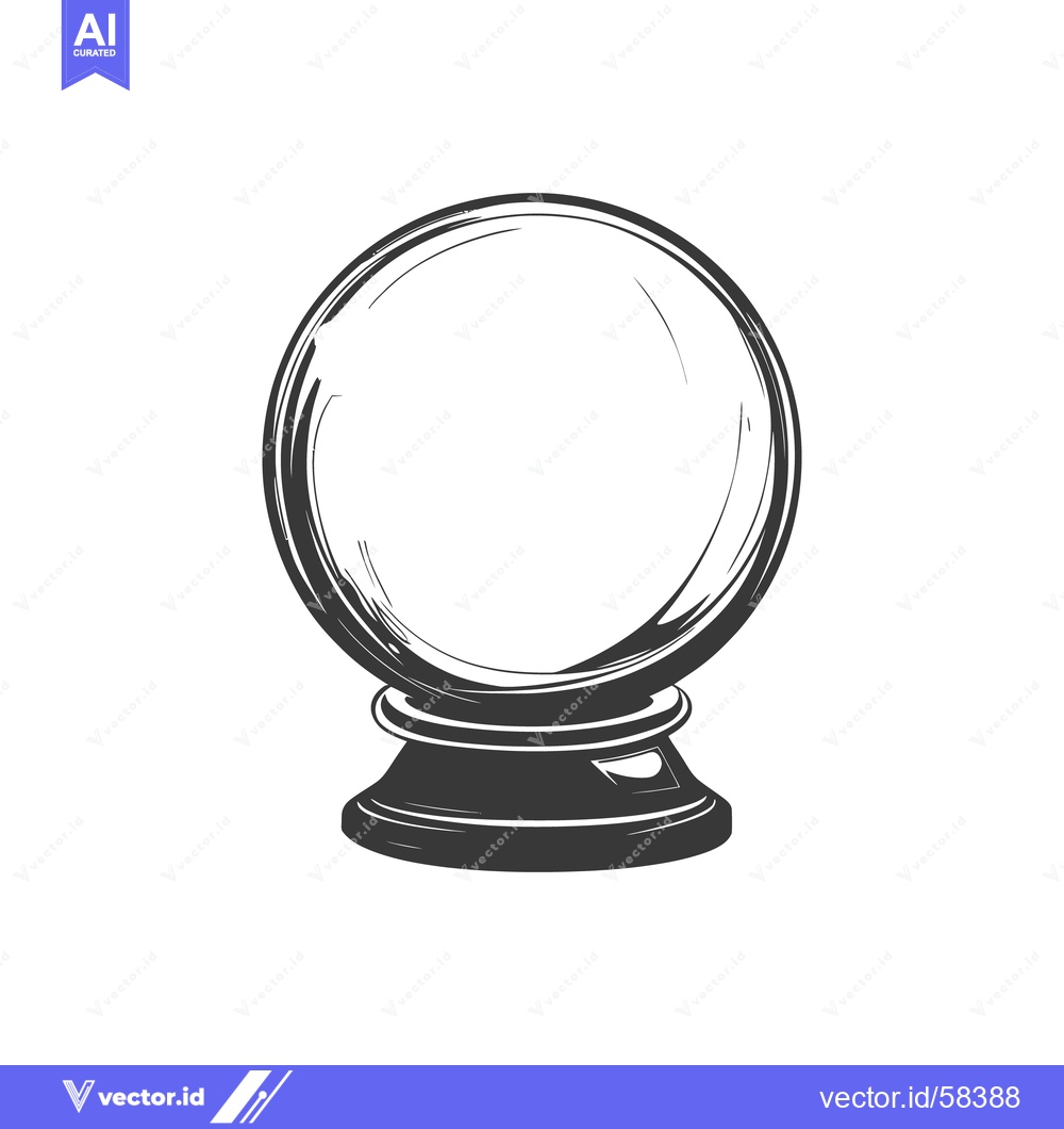 Premium Vector dari A graphic representation of a crystal ball on a stand