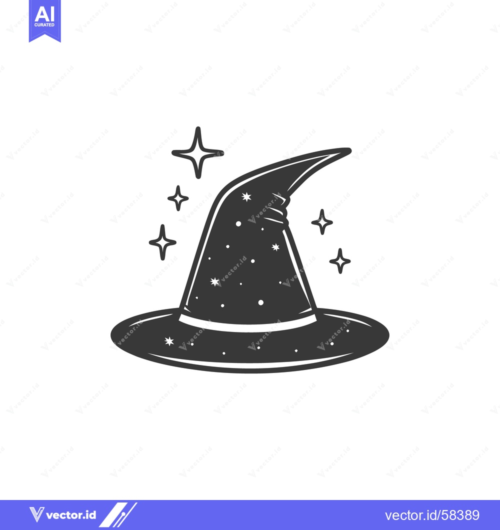 Premium Vector of A detailed illustration of a pointed magic hat with stars present