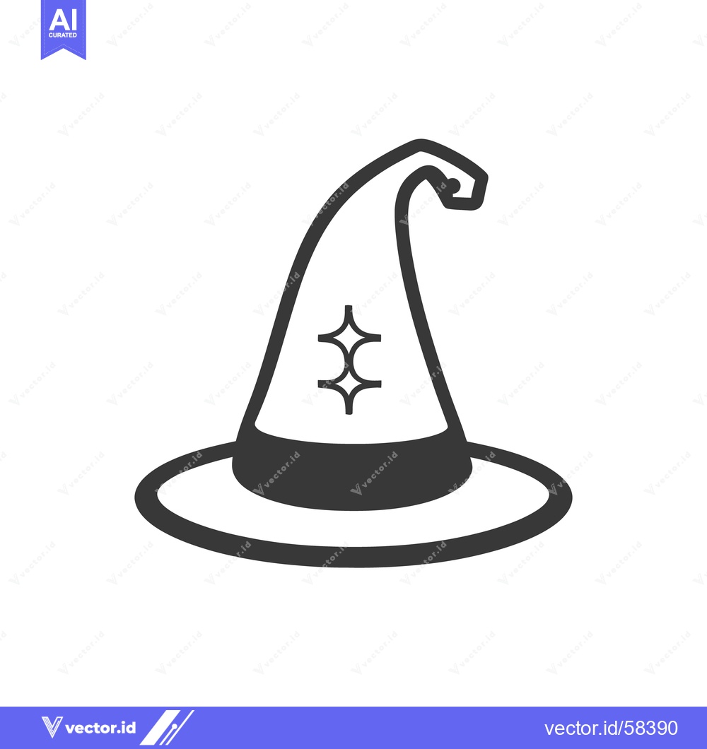 Premium Vector dari An illustrated black and white pointed hat image is visible