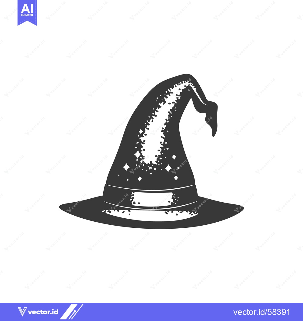 Premium Vector dari An Illustration Depicting A Pointed Witch Hat Against A White Backgrou
