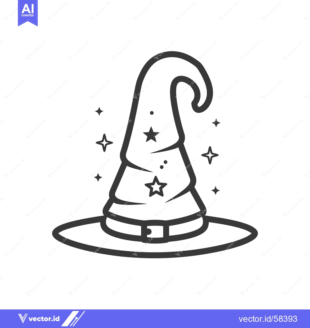 Premium Vector of A magical pointed hat with stars and a circular brim