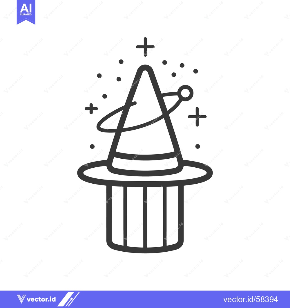 Premium Vector of An illustrated wizard hat with magical sparkles and swirling details