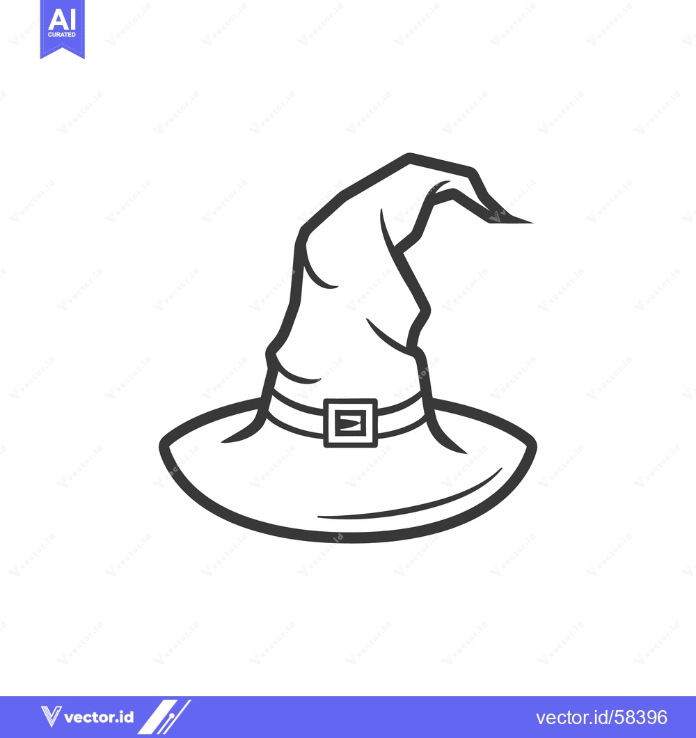 Premium Vector dari A black and white illustration depicting a classic witch hat