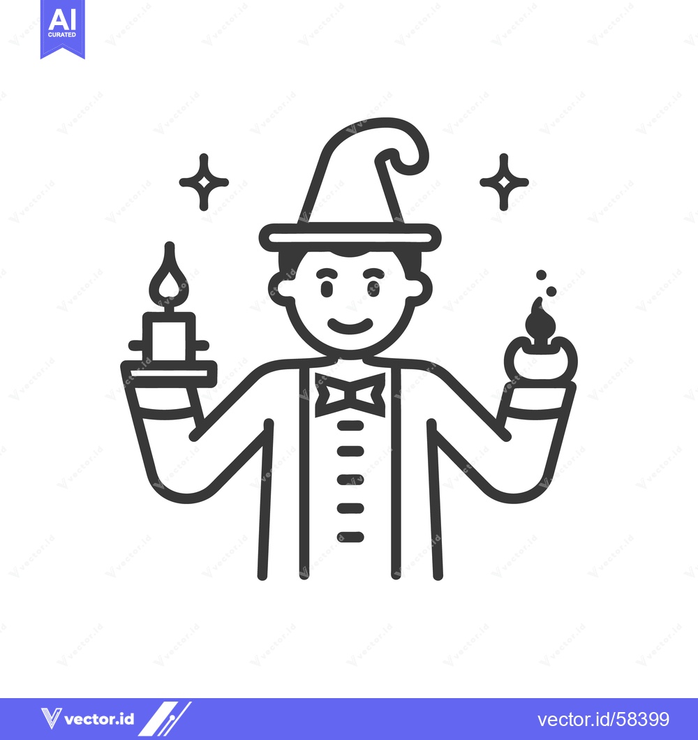 Premium Vector dari A smiling wizard holding candles and wearing a tall hat