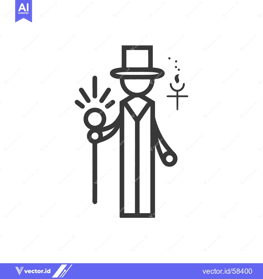 Premium Vector dari An illustration of a figure with a hat and a cane