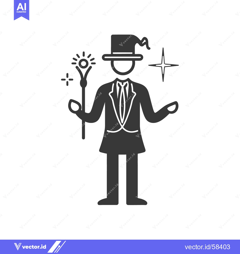 Premium Vector dari An illustration depicting a magician with a wand and hat