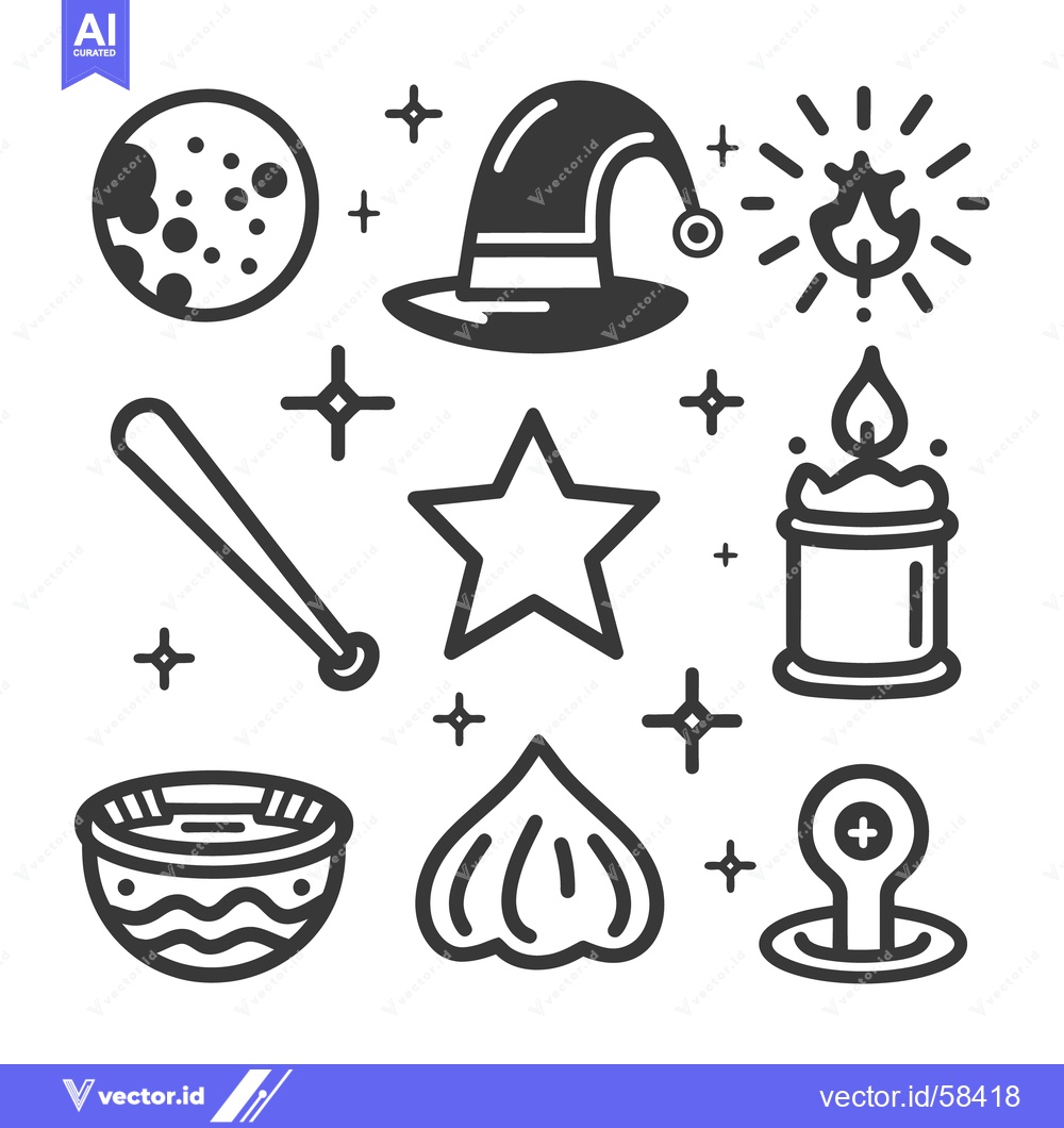 Premium Vector dari Collection of magical themed icons and symbols in a design