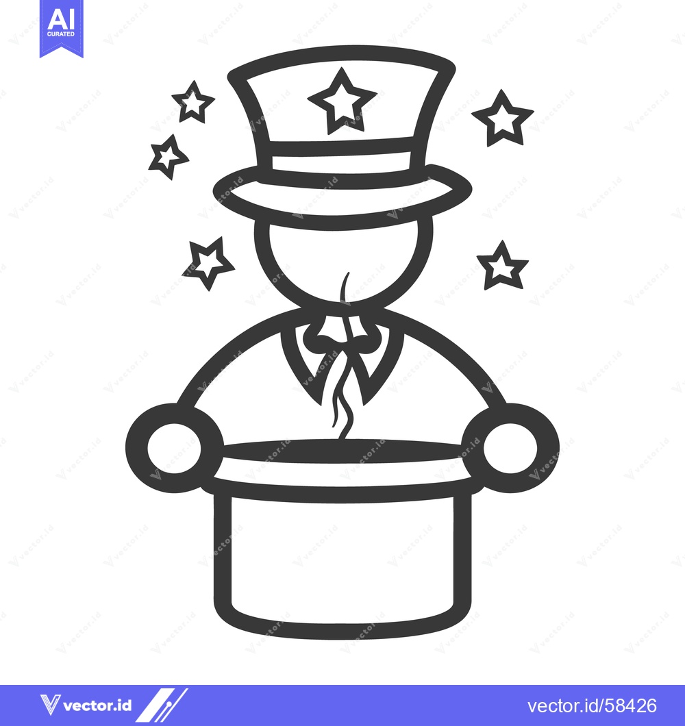 Premium Vector dari A drawing of a magician with hat and stars around