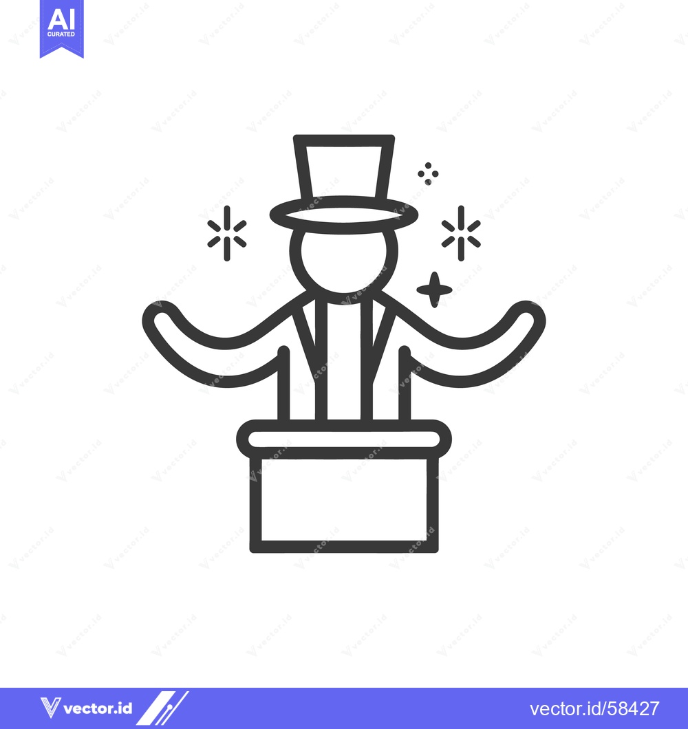 Premium Vector of An illustrated magician character is performing a magic trick