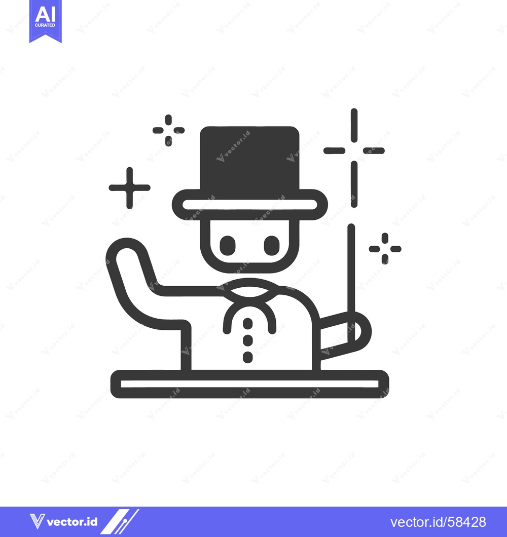 Premium Vector dari A magician performing magic with a wand and a top hat