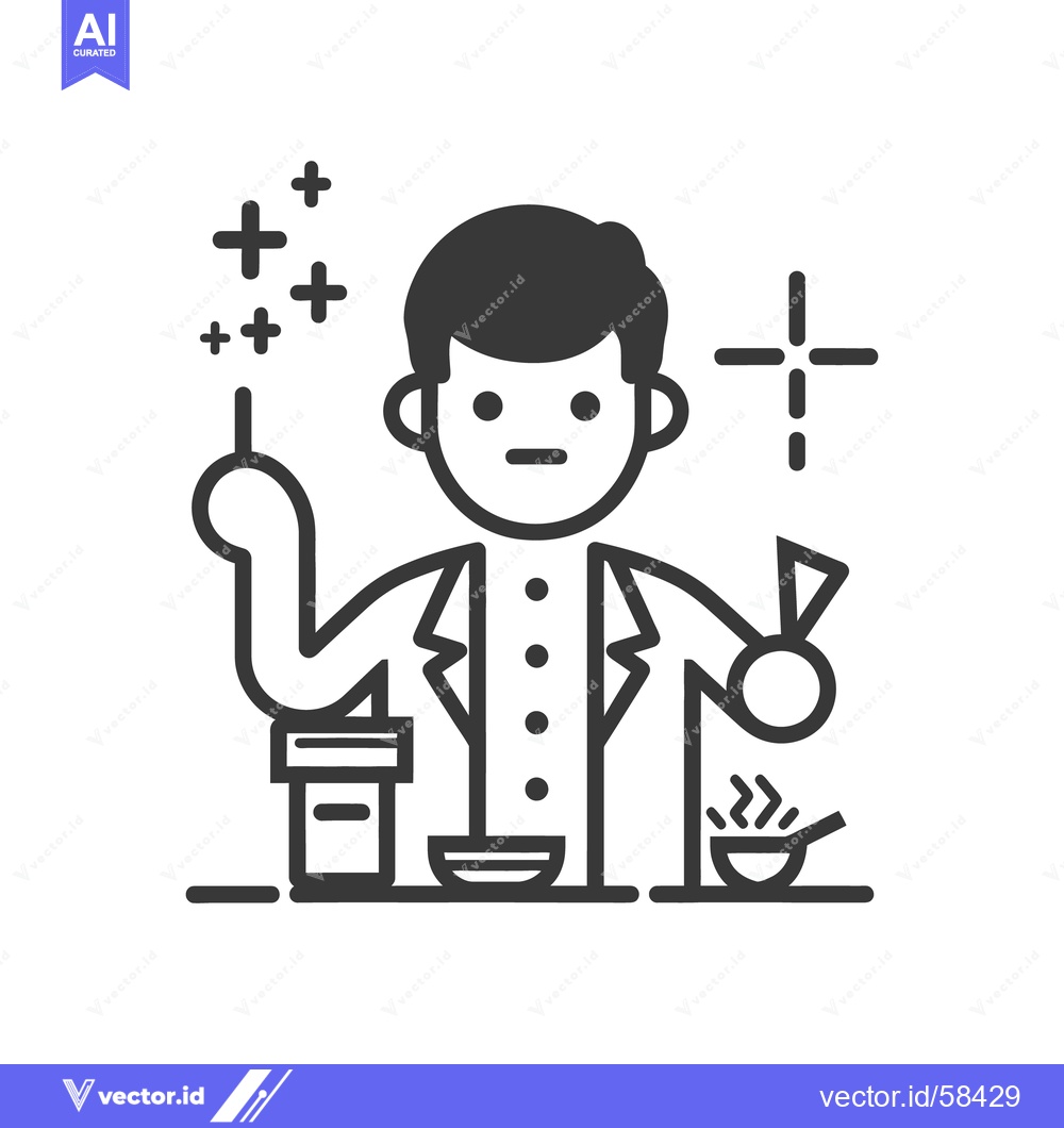 Premium Vector dari An illustration of a scientist holding a wand performing an experiment