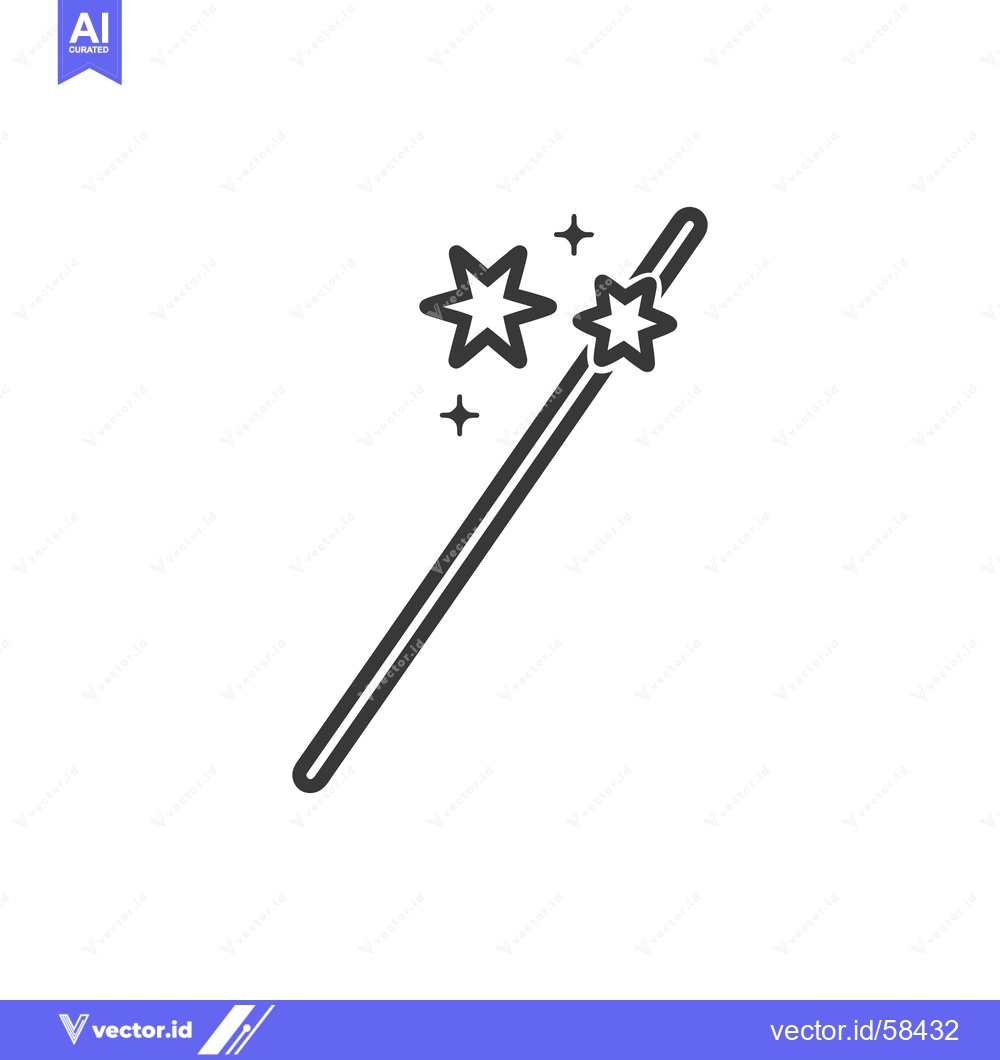 Premium Vector dari A magical wand adorned with stars emitting sparkles in the air
