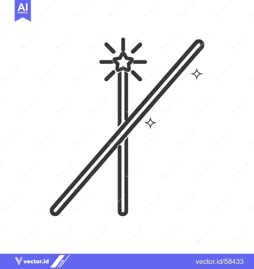 Premium Vector dari Two magic wands with a shining star at the top