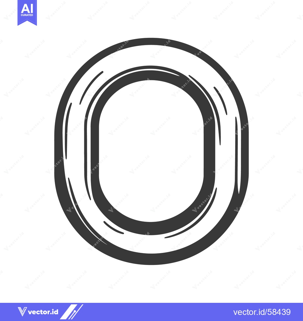 Premium Vector of A black and white drawn letter O with rounded edges