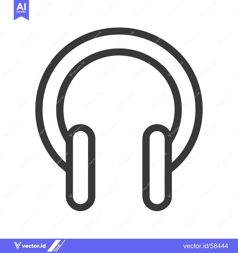 Premium Vector dari Simple gray line drawing of a pair of headphones on white background